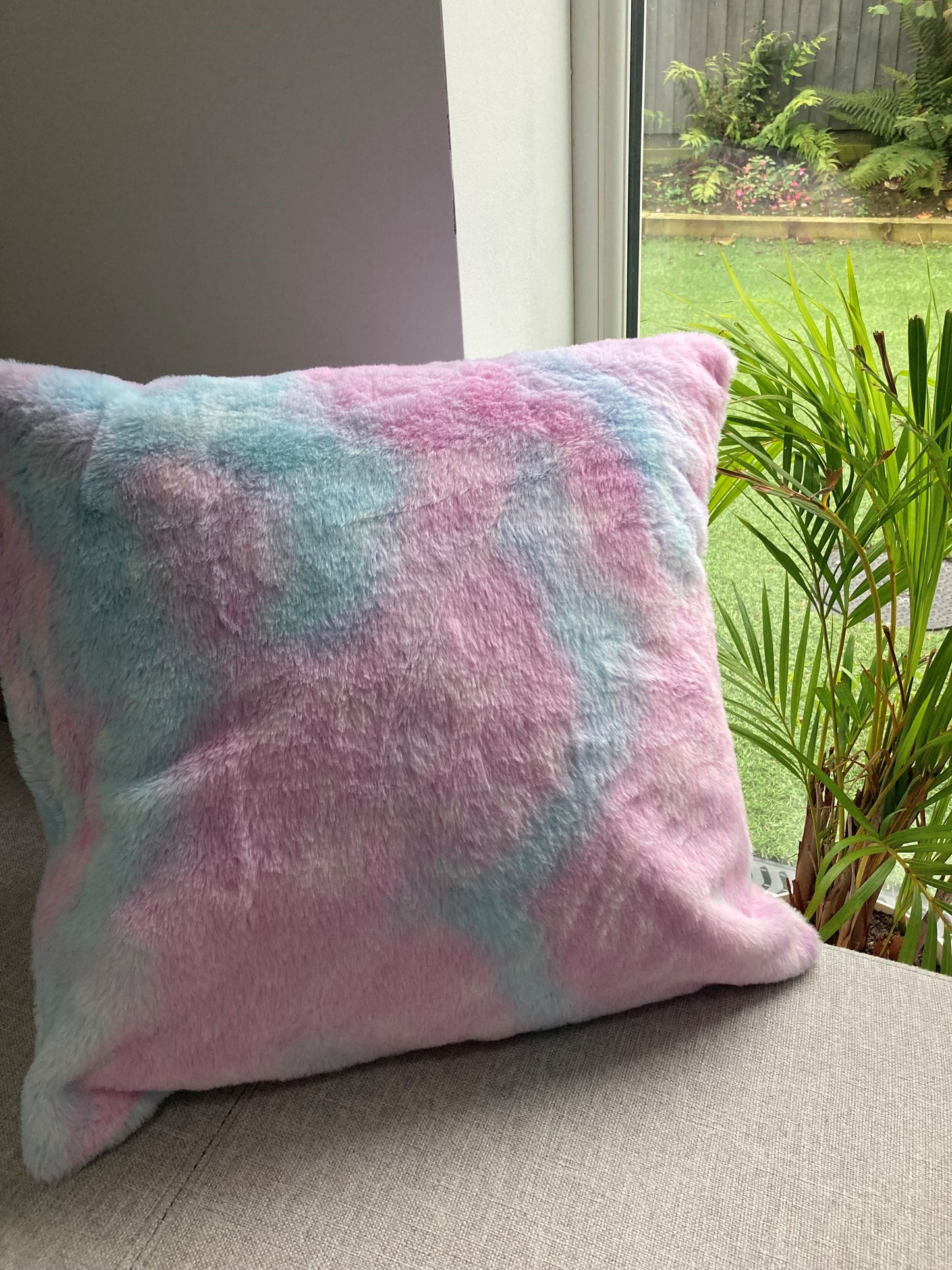 Purple Tie Dye cushion4calm -Guided positive affirmations on the device