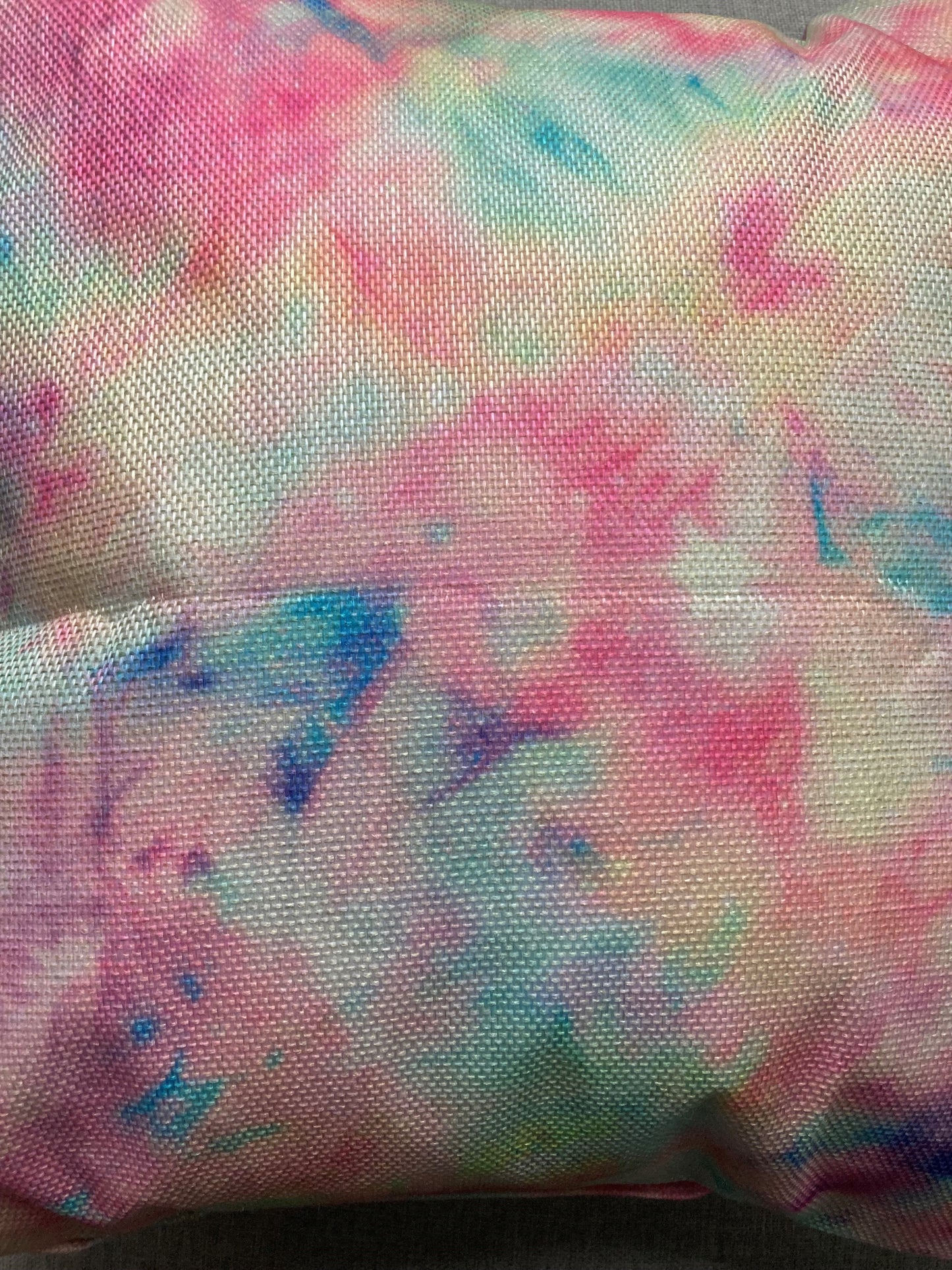 Tie dye cushion4positivity, no embroidery, just positive affirmations on the device